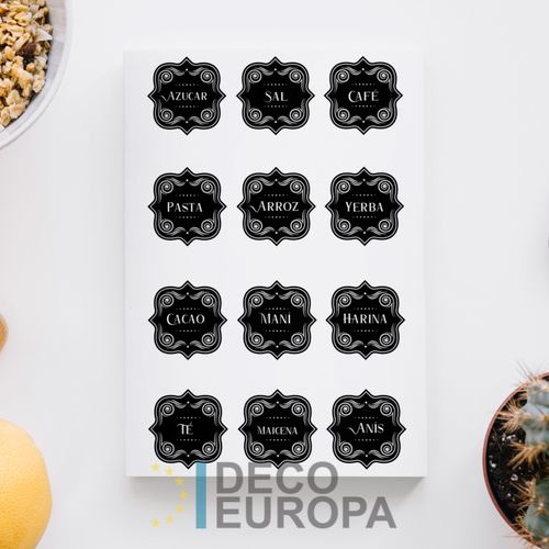 Etiquetas para Frasco Retro Ornamento Blanco