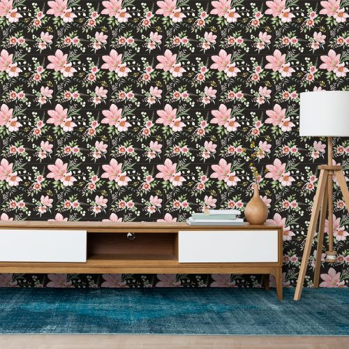 Mural Flores Acuarela Negras