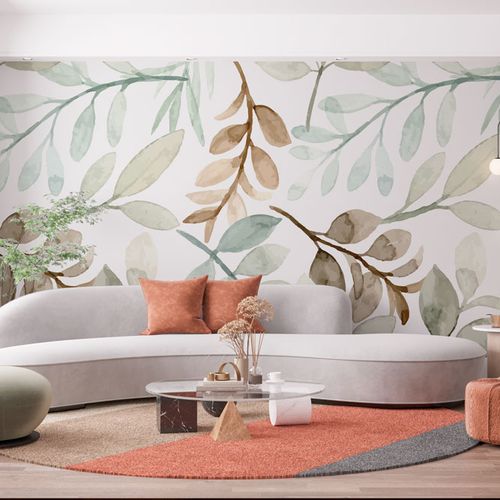 Mural Hojas Verde Y Otoño