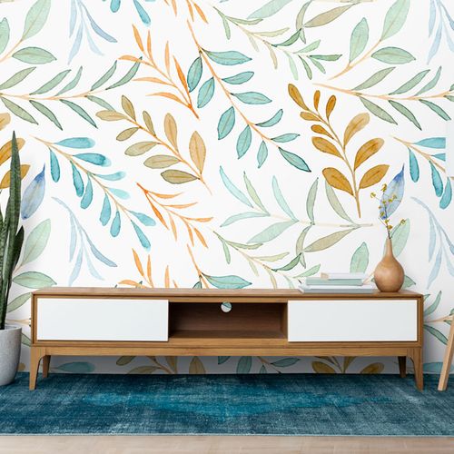 Mural Flores Acuarelas Verdes