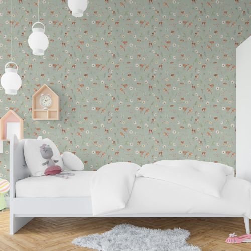 Mural Ciervos Celeste