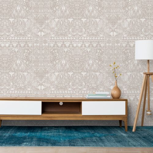 Mural Ornamentos Flores Vintaje Marron