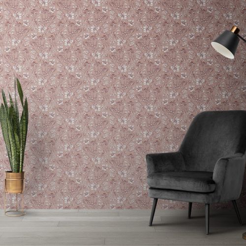 Mural Jazmin Monocroma Rosa