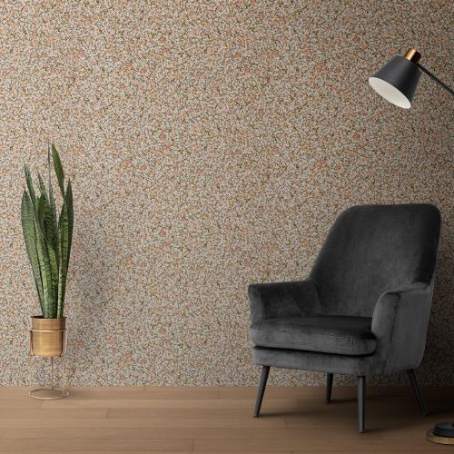 Mural Flores Completas Amarilla Con Ave