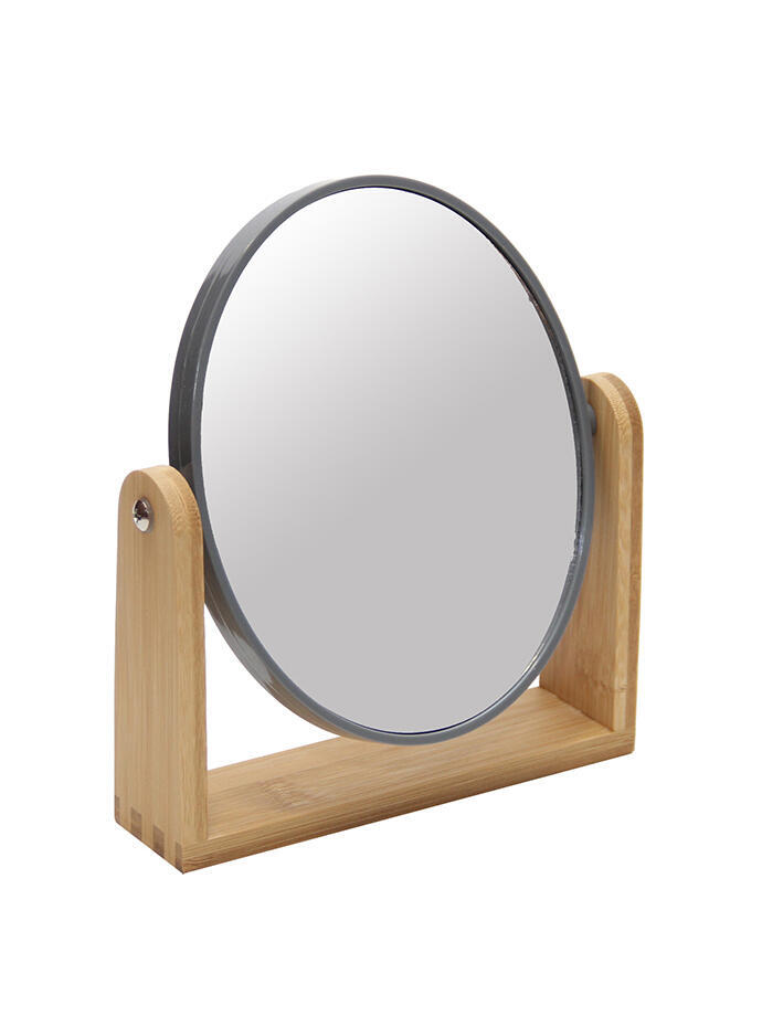 Espejo Make Up Circular con Pie de Madera