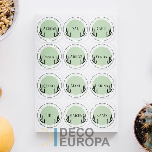 [1441] Etiquetas para Frasco Verde Flor Negro