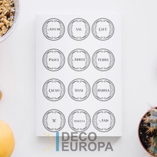 [1449] Etiquetas para Frasco Retro Circular Negro