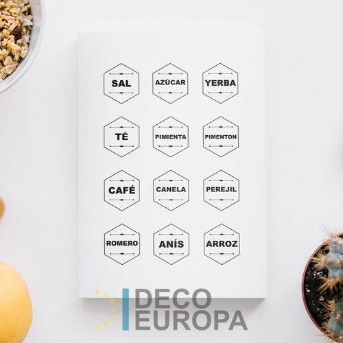 [1404] Etiquetas para Frasco Hexagono Blanco