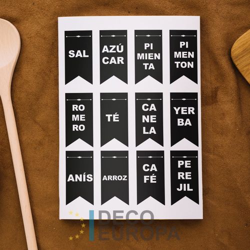 [1412] Etiquetas para Frasco Banderin Negro