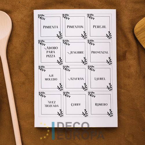 [1415] Etiquetas para Frasco Cuadrado Con Flores Deco