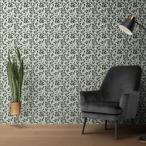 [1758] Mural Hojas Acuarela Verde
