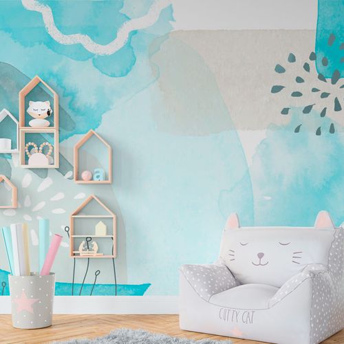 [1109] Mural Acuarela Celeste Infantil