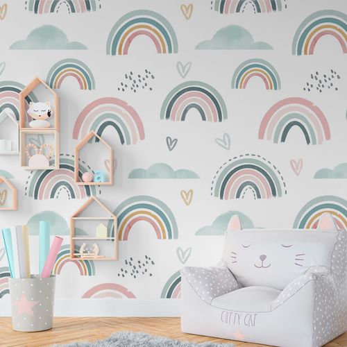 [1112] Mural Arcoiris Fondo Blanco