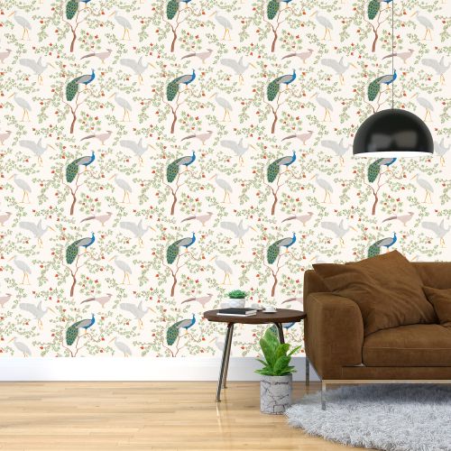 [1131] Mural Hojas Verdes Aves