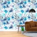 Mural Hojas Azules Acuarelas