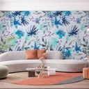 Mural Hojas Azules Acuarelas