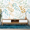 Mural Flores Acuarelas Verdes