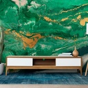 Mural Fluido Verde Dorado