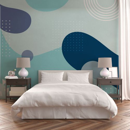 [1222] Mural Geometrico Azules