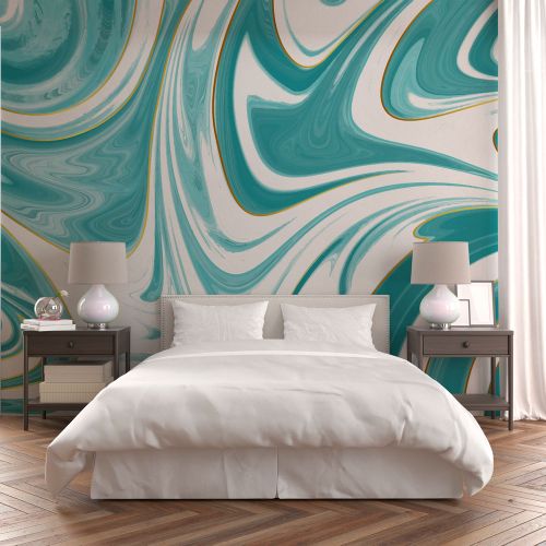 [1223] Mural Fluido Celeste Blanco