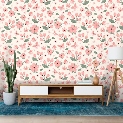 [1243] Mural Flores Rosa