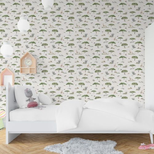 [1564] Mural Selva Fondo Blanco