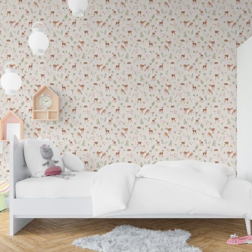 [1569] Mural Ciervos Blanco