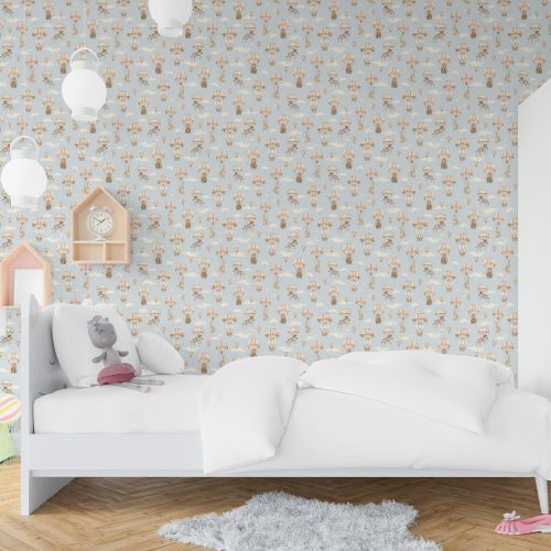 [1575] Mural Globo Animales Celeste