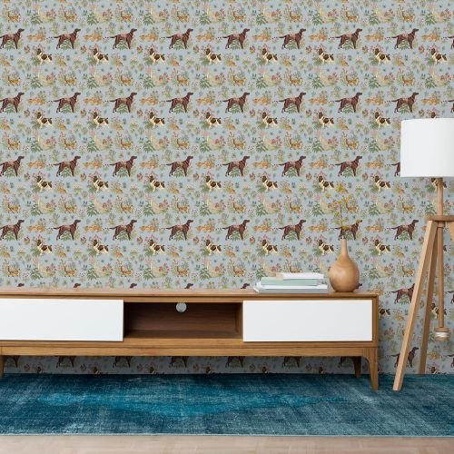 [1593] Mural Perros Color Cyan