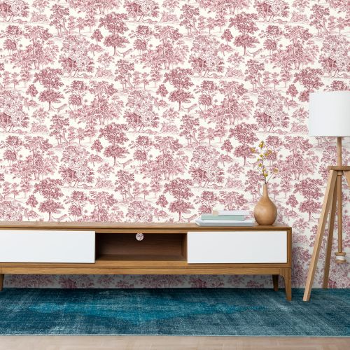 [1607] Mural Leopardo Bosque Magenta