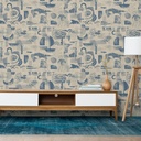 Mural Abstracto Celeste Crema