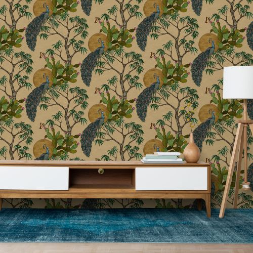 [1615] Mural Pavo Reales Marron