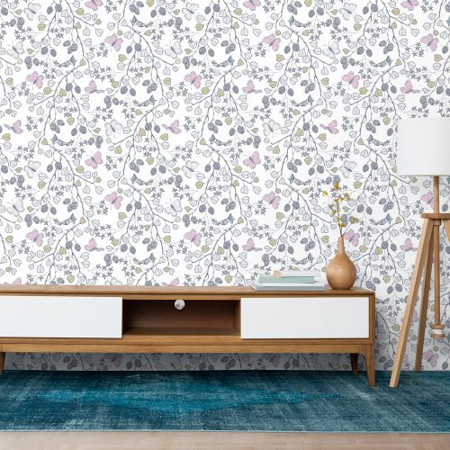 [1640] Mural Mariposa Rosa