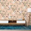 Mural Ave Con Hoja Fondo Piel