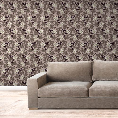 [1650] Mural Hojas Espinas Rosa Fuerte