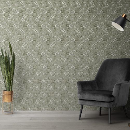 [1655] Mural Hojas Espinas Verde