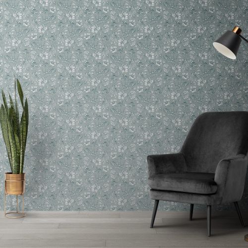 [1665] Mural Jazmin Monocroma Azul