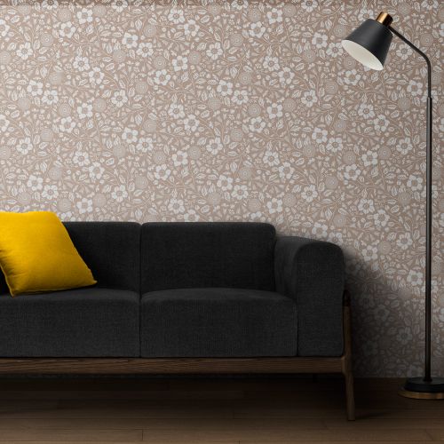 [1672] Mural Flores Monocroma Marron Claro