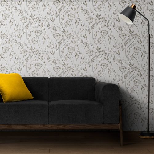 [1676] Mural Hojas Monocroma Marron