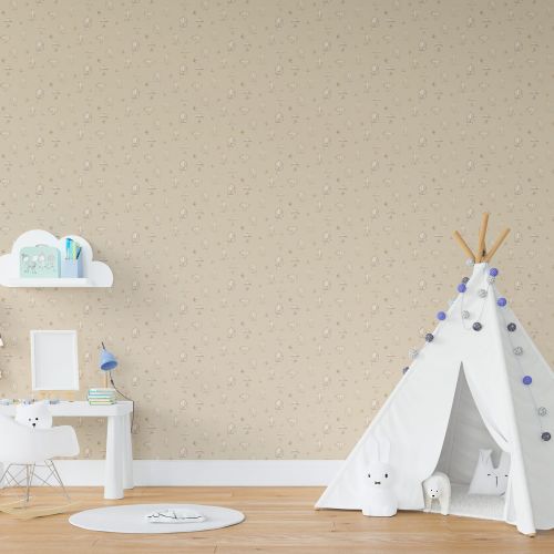 [1699] Mural Globo Y Aves Marron