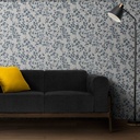 Mural Hojas Con Flores Blanco Azul